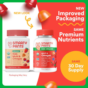 SmartyPants SmartyPants Organic Kids Multivitamin Gummies: Omega 3 (ALA), Vitamin D3, C, Vitamin B12, B6, A, K And Zinc For Immune Support, Biotin, Vegetarian, Three Fruit Flavors, 120 Count (30 Day Supply)