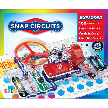 Snap Circuits Jr. SC?100 Kit, 28 Parts, 100+ Electronics Projects, Full-Color Manual, STEM Educational Toy for Ages?8+