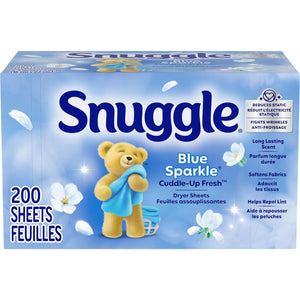 Snuggle Snuggle Dryer Sheets, Long Lasting Fresh And Clean Scent, Laundry Fabric Softener, Control Static, Reduce Wrinkles, HE Safe, 200 Count