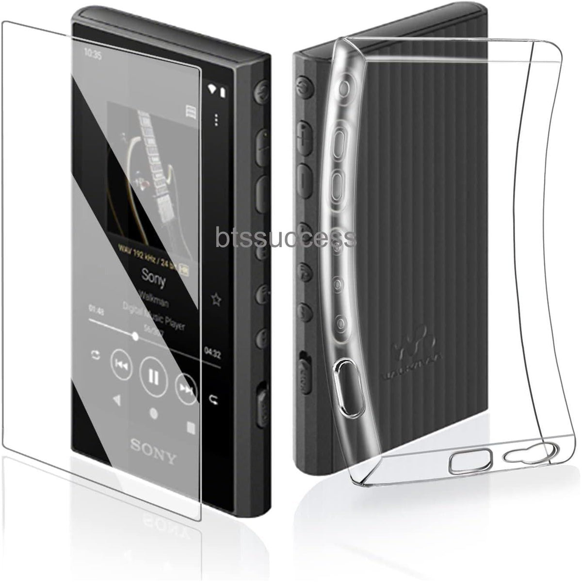 Soft Clear TPU Protective Shell Skin Case Cover For Sony Walkman NW-A300 Series NW-A306 NW-A307 (Clear Case And Glass),