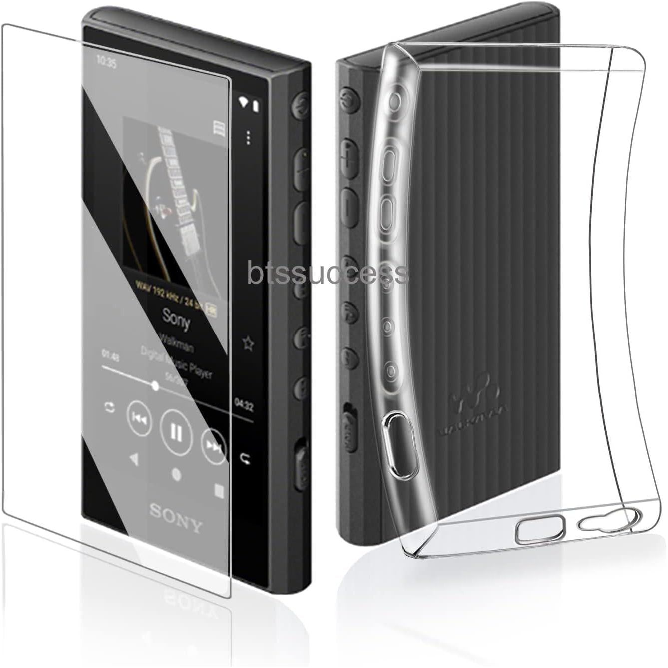 Soft Clear TPU Protective Shell Skin Case Cover For Sony Walkman NW-A300 Series NW-A306 NW-A307 (Clear Case And Glass),