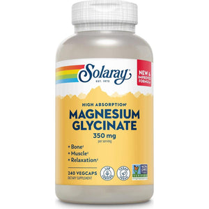 Solaray Magnesium Glycinate, New And Improved Fully Chelated Bisglycinate With BioPerine, High Absorption Formula, Stress, Bones, Muscle And Relaxation Support, 60 Day Guarantee, 60 Servings, 240 VegCaps,