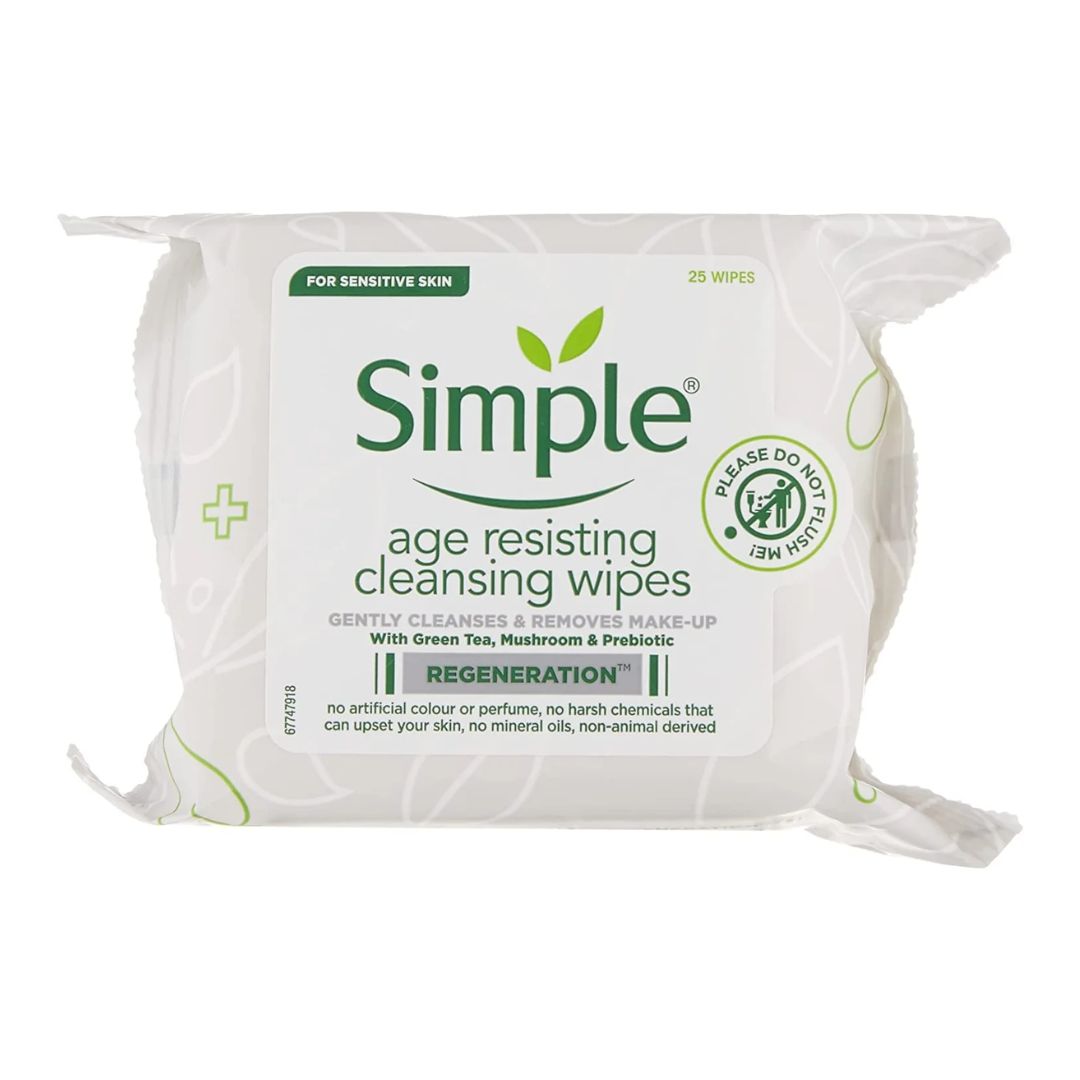 Simple Regeneration Age Resisting Cleansing Wipes 25 Count