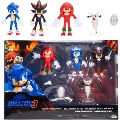 Sonic 3 Movie Action Figures, 5-Pack Collector Set with Sonic, Knuckles, Shadow, Drone & Buzz Bomber