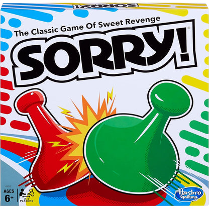 Sorry! Classic Board Game, Family & Kids Ages 6+, 2–4 Players, Fun Strategy Game Night Essential