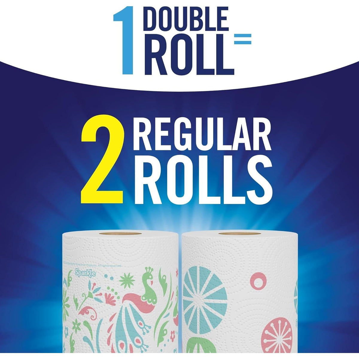 SPARKLE Sparkle Pick-A-Size Paper Towels, Spirited Prints, 6 Double Rolls = 12 Regular Rolls, Everyday Value Paper Towel With Full And Half Sheets