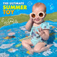 Splashez 3-in-1 Splash Pad for Toddlers, 60" Outdoor Water Mat with Alphabet Design, Sprinkler & Baby Pool