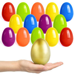 Springflower Unfilled Easter Eggs, 36 Colored + 1 Golden, Plastic Fillable for Treats & Decorations