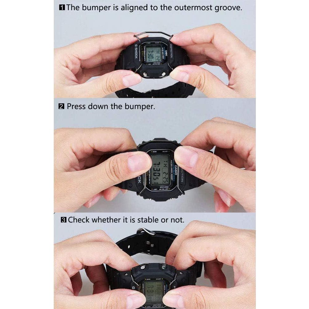 Stainless Steel Watch Protective Bumper Compatible With DW-5600, Wire Watch Guard Protector For Casio DW-5600/GW5000 / GW5030 / GW5035 (Black),