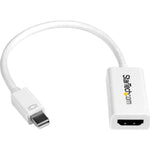 StarTech.com Mini DisplayPort To HDMI Adapter - Active MDP To HDMI Video Converter - 4K 30Hz - Mini DP Or 1/2 Mac/PC To HDMI Monitor/TV/Display - MDP 1.2 To HDMI Adapter Dongle - White (MDP2HD4KSW),
