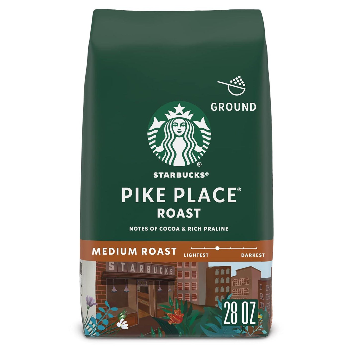 Starbucks Starbucks Ground Coffee, Medium Roast Coffee, Pike Place Roast, 100% Arabica, 1 Bag (28 Oz)