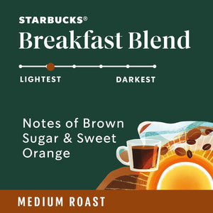 Starbucks Ground Coffee, Medium Roast Breakfast Blend, 100% Arabica, 28oz Bag