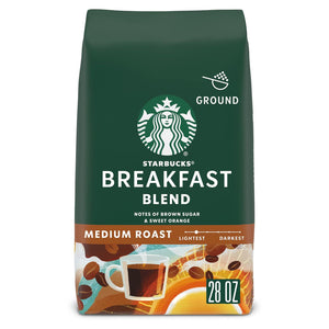 Starbucks Ground Coffee, Medium Roast Breakfast Blend, 100% Arabica, 28oz Bag