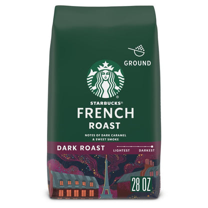 Starbucks Ground Coffee, Dark Roast French Roast, 100% Arabica, 1 Bag, 28oz