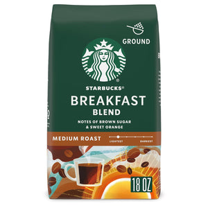 Starbucks Starbucks Ground Coffee, Medium Roast Coffee, Breakfast Blend, 100% Arabica, 1 Bag (18 Oz)