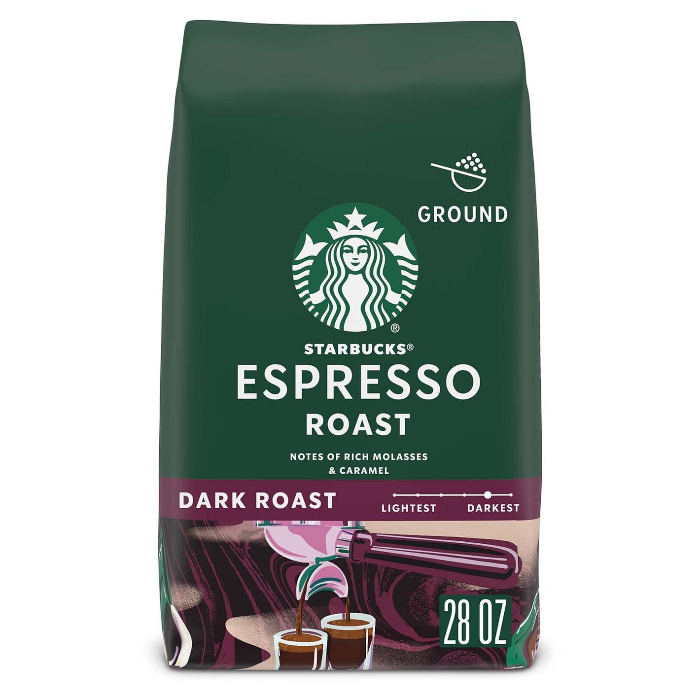 Starbucks Starbucks Ground Coffee, Dark Roast Coffee, Espresso Roast, 100% Arabica, 1 Bag (28 Oz)