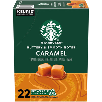 Starbucks K-Cup Coffee Pods, Caramel Naturally Flavored Coffee for Keurig Coffee Makers, 100% Arabica, 1 Box of 22 Pods