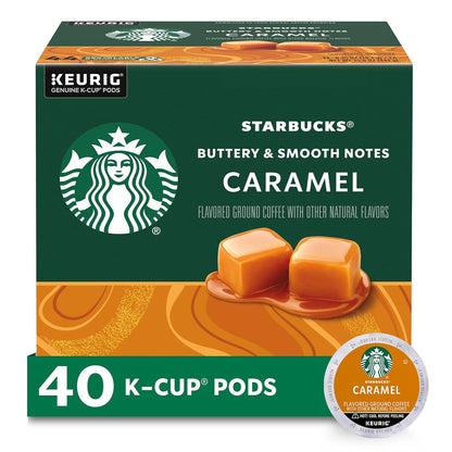 Starbucks Caramel Flavored K-Cup Coffee Pods, 100% Arabica, Medium Roast, 40 Pods per Box