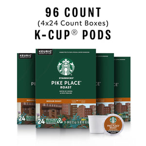 Starbucks Starbucks K-Cup Coffee Pods, Medium Roast Coffee, Pike Place Roast For Keurig Brewers, 100% Arabica, 4 Boxes (96 Pods Total)