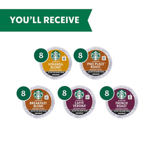 Starbucks Blonde Medium & Dark Roast Coffee Variety Pack, 40 K-Cup Pods, 100% Arabica