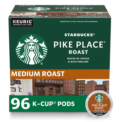 Starbucks Starbucks K-Cup Coffee Pods, Medium Roast Coffee, Pike Place Roast For Keurig Brewers, 100% Arabica, 4 Boxes (96 Pods Total)