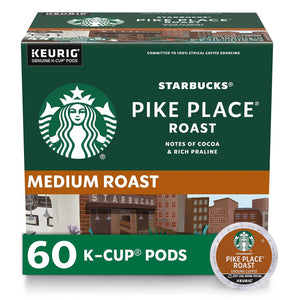 Starbucks Starbucks K-Cup Coffee Pods, Medium Roast Coffee, Pike Place Roast For Keurig Brewers, 100% Arabica, 6 Boxes (60 Pods Total)