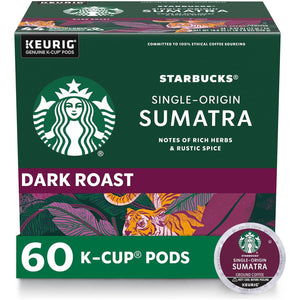 Starbucks Starbucks K-Cup Coffee Pods, Dark Roast Coffee, Sumatra For Keurig Brewers, 100% Arabica, 6 Boxes (60 Pods Total)