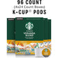 Starbucks K-Cup Coffee Pods, Blonde Roast Coffee (Veranda Blend), For Keurig Brewers, 100% Arabica, 4 Boxes (96 Pods Total)