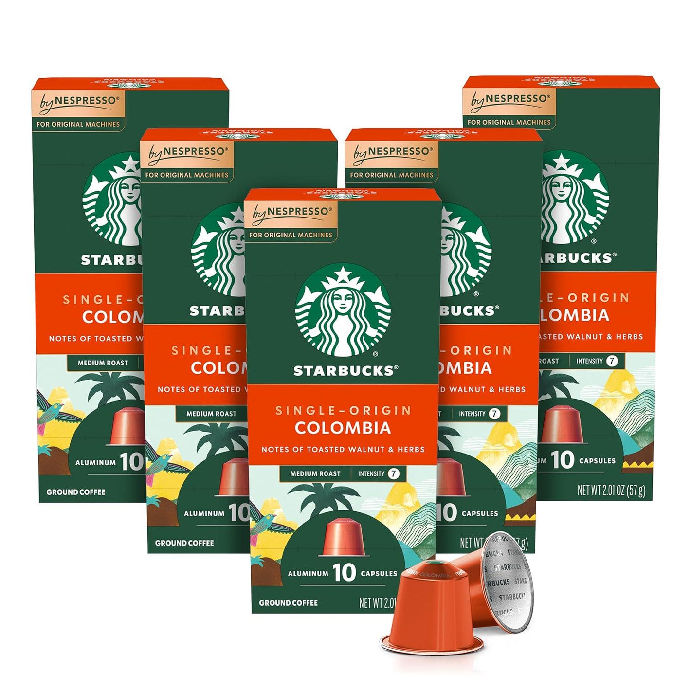 Starbucks Starbucks By Nespresso Original Line, Single-Origin Colombia, Medium Roast Coffee, 50-count Espresso Pods