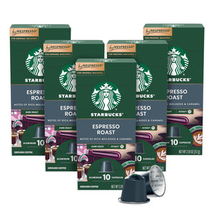 Starbucks by Nespresso Original Line Dark Roast Espresso, 50 Espresso Pods