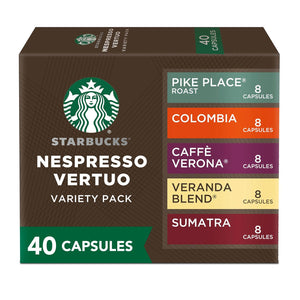 Starbucks by Nespresso Vertuo Blonde Medium & Dark Roast Variety Pack Coffee Pods, 40 Count, Brews 7-8oz