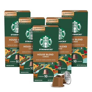 Starbucks by Nespresso Original Line House Blend Medium Roast Coffee, 50 Espresso Pods