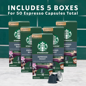Starbucks by Nespresso Original Line Dark Roast Espresso, 50 Espresso Pods