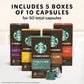 Starbucks by Nespresso Original Line Coffee Pods, Variety Pack, 50 Espresso Pods, Compatible with Nespresso Machines