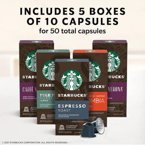 Starbucks Starbucks By Nespresso Original Line, Intense Variety Pack, 50-count Espresso Pods