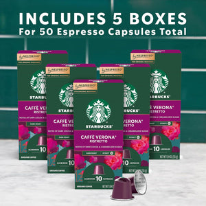 Starbucks by Nespresso Original Line Caffe Verona Dark Roast Coffee, 50 Count Espresso Pods