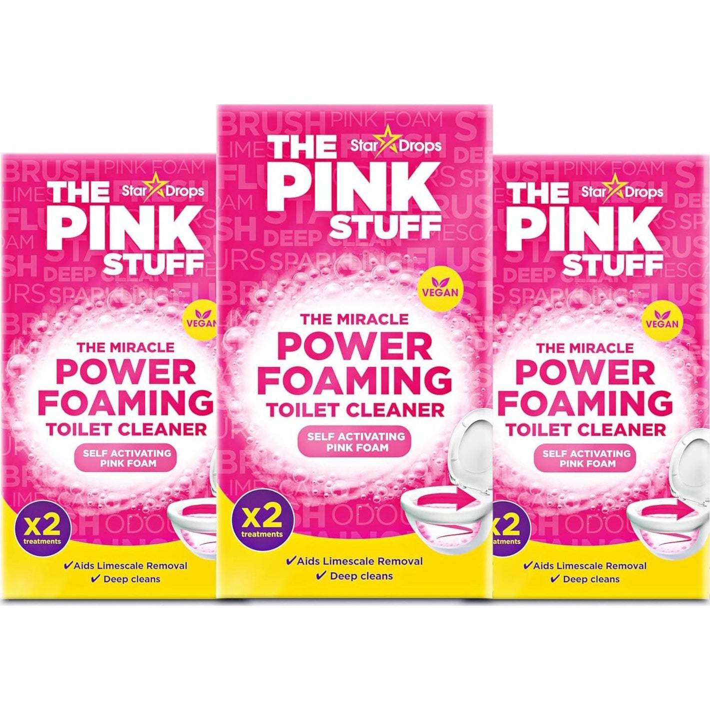 Stardrops Stardrops The Pink Stuff Miracle Power Foaming Toilet Cleaner Self-Activating Formula For Deep Cleaning, Stain Removal, And A Fresh Shine Bathroom Essential