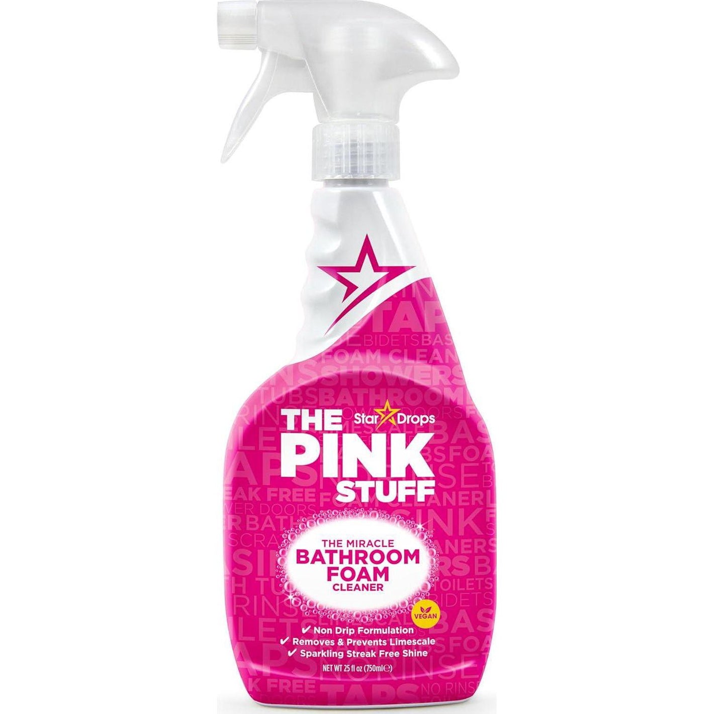 Stardrops The Pink Stuff Miracle Bathroom Foam Cleaner, 750ml, for Baths, Tiles, Soap Scum, Limescale, Streak-Free Cleaning