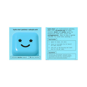 Starface World Starface Hydro-Star + Salicylic Acid Pimple Patches And Big Blue Compact, Helps Shrink And Soothe Deeper Spots, Cute Star Shape, Vegan, 32 Count