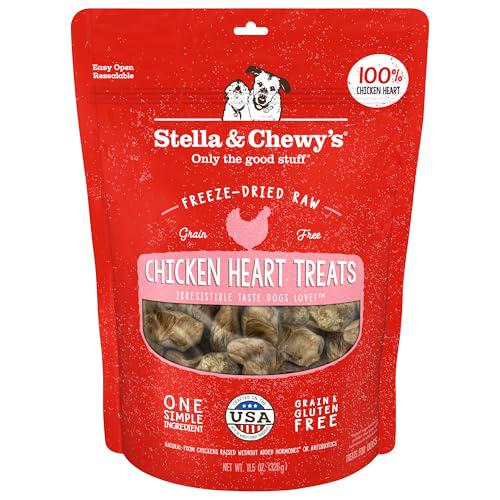 Stella & Chewy's Freeze-Dried Chicken Heart Dog Treats Single Ingredient 11 oz