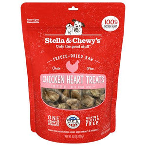 Stella & Chewy's Freeze-Dried Chicken Heart Dog Treats Single Ingredient 11 oz