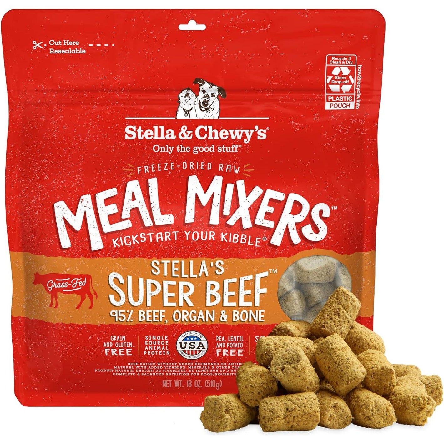 Stella & Chewy's Freeze Dried Raw Meal Mixers 18 oz Beef Dog Food Topper for Picky Eaters