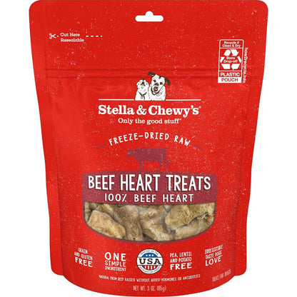 Stella & Chewy's Freeze Dried Beef Heart Dog Treats 3 oz Single Ingredient High Protein Picky Eater Friendly Training Snack