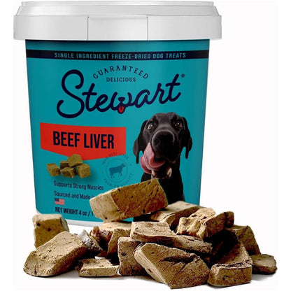 Stewart Freeze-Dried Dog Treats, 4 oz, 100% Beef Liver, High Protein, Made in USA