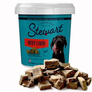 Stewart Freeze Dried Beef Liver Dog Treats 14 oz Single Ingredient Healthy Natural Grain Free Tub