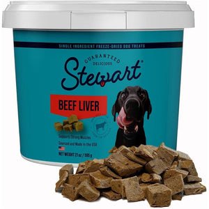 Stewart Freeze Dried Dog Treats 21 oz Tub Single Ingredient Beef Liver Grain Free Training or Meal Topper Treats