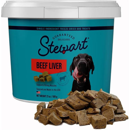 Stewart Freeze Dried Dog Treats 21 oz Tub Single Ingredient Beef Liver Grain Free Training or Meal Topper Treats