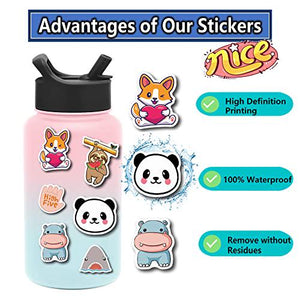 Eoaod 200 pcs Waterproof Water Bottle Stickers Vinyl for Kids Cute Travel Sticker Pack