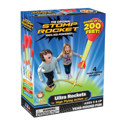 Stomp Rocket Ultra Rocket Launcher Kit, 4 Foam Rockets with Adjustable Stand, Ages 5+, Outdoor Toy for Kids