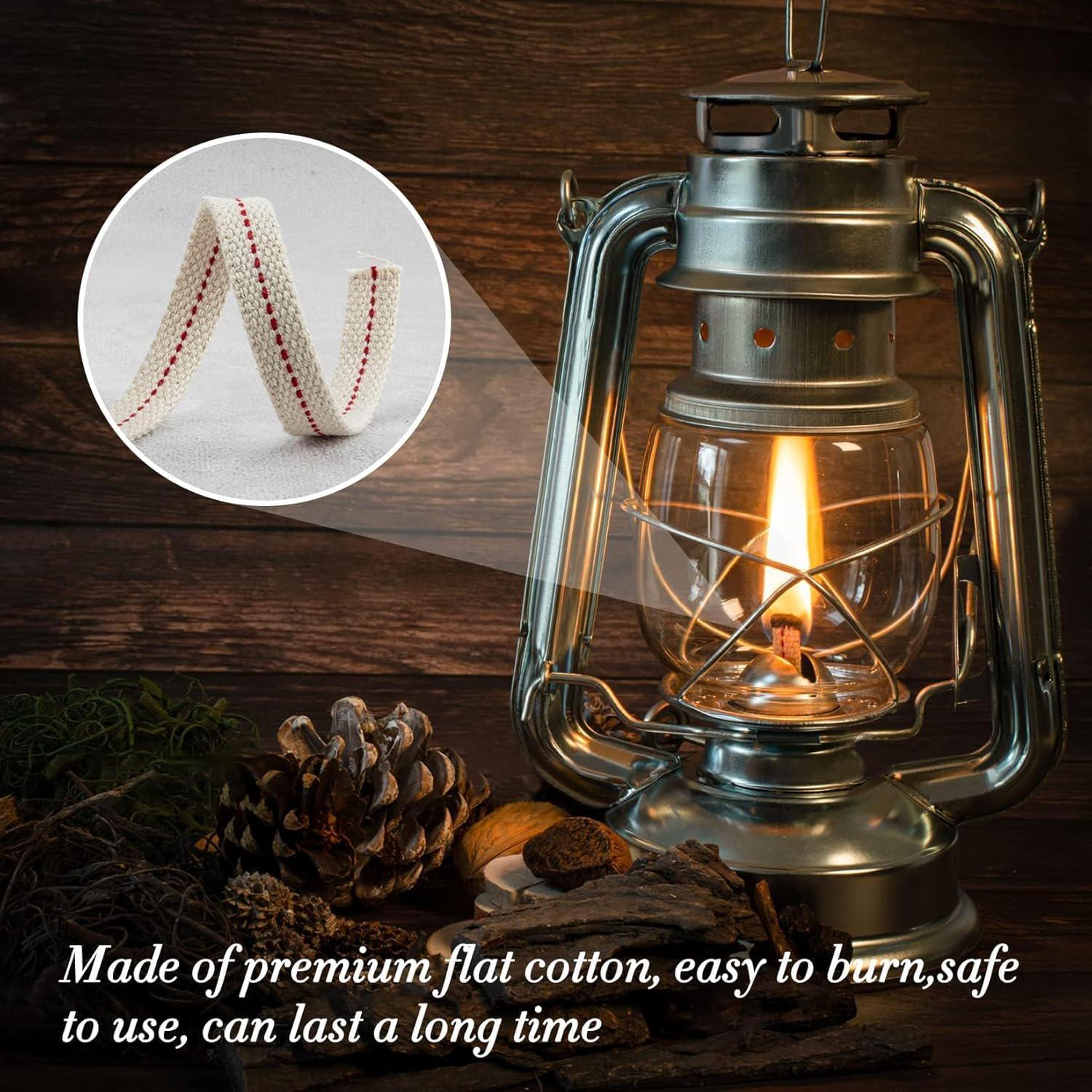 Sukh Lamp Wick Lantern Wick - Lantern Wicks 3 Rolls 1/2 Inch Flat Cotton Oil Lamp Wick With Genuine Red Stitch Replacement Oil Lanterns Wick For Paraffin Oil Kerosene Based Lanterns And Candle Burners,